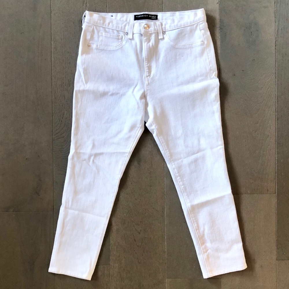 Veronica Beard Kate 10" Crop Skinny Jeans in White